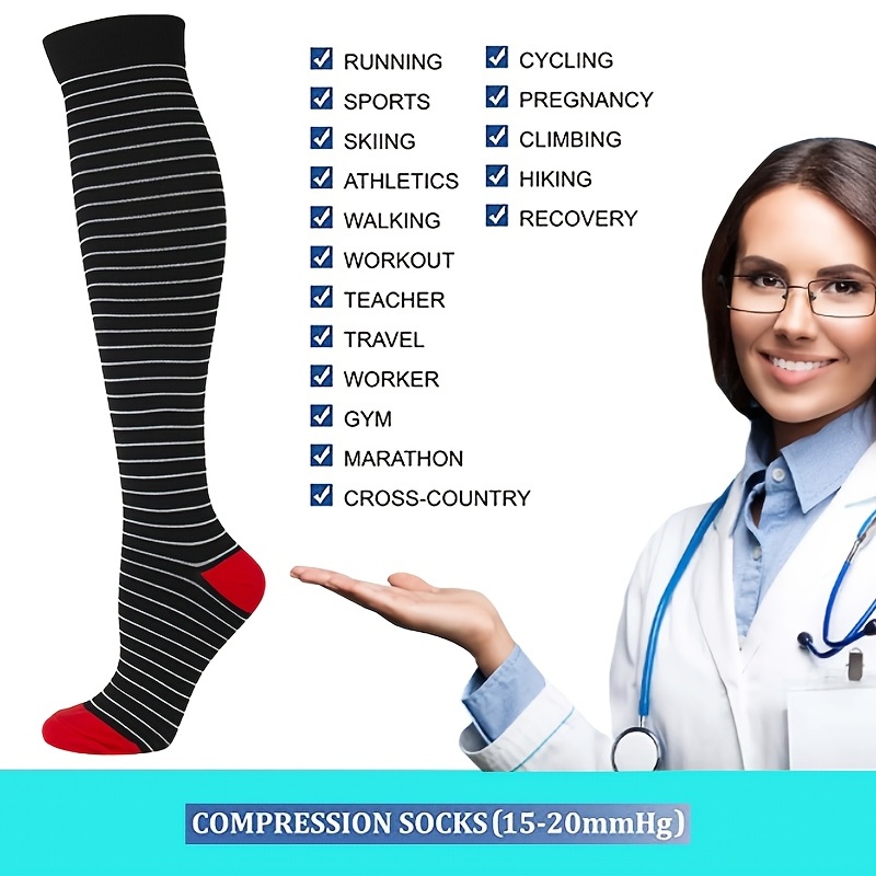 Zip Up Compression Socks Support Hose Unisex Edema Diabetic Varicose Vein  Travel