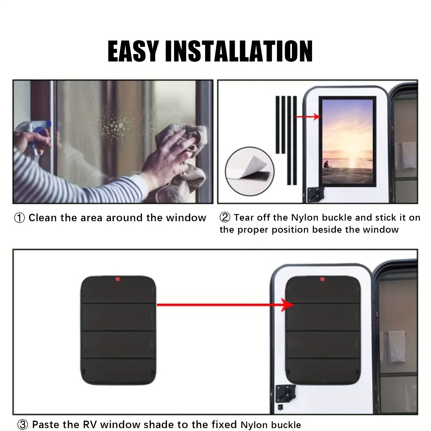 RV Door Window Sunshade Foldable Portable Blackout Camper Window Cover Easy  Install UV Protection RV Blackout Curtain