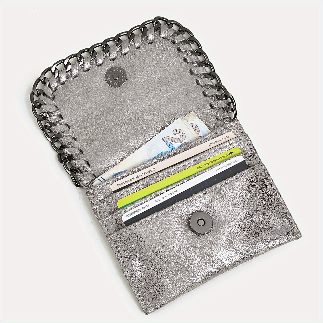 

Mini Retro Style Flap Coin Purse, Chain Trim Clutch Coin Purse, Portable Women's Card Bag