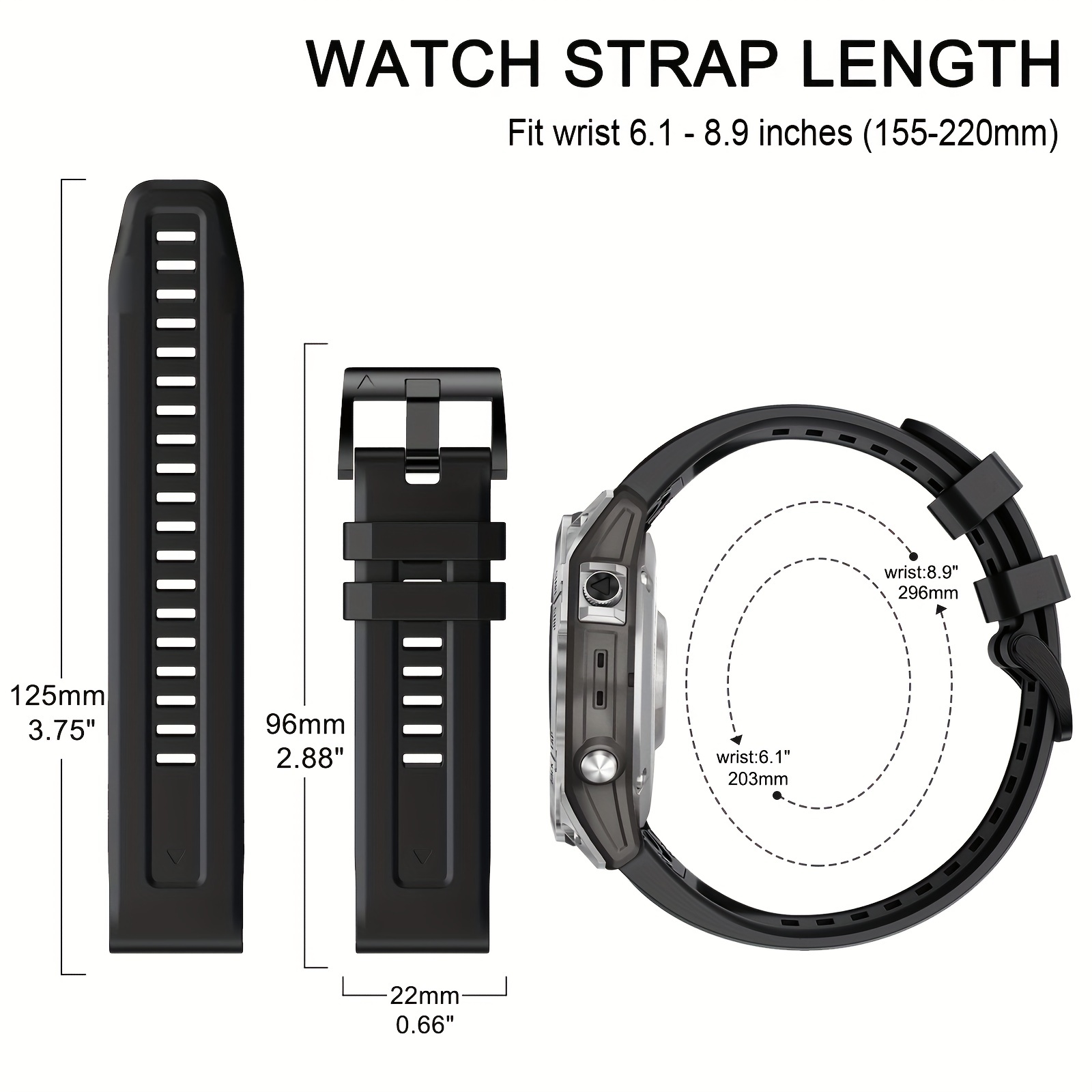  OVERSTEP Compatible with Garmin Fenix 7 Band, 22mm Easy-fit  Sport Silicone Strap for Fenix 5/Fenix 5 Plus/Fenix 6/Fenix 6 Pro  Smartwatch, White Black : Cell Phones & Accessories