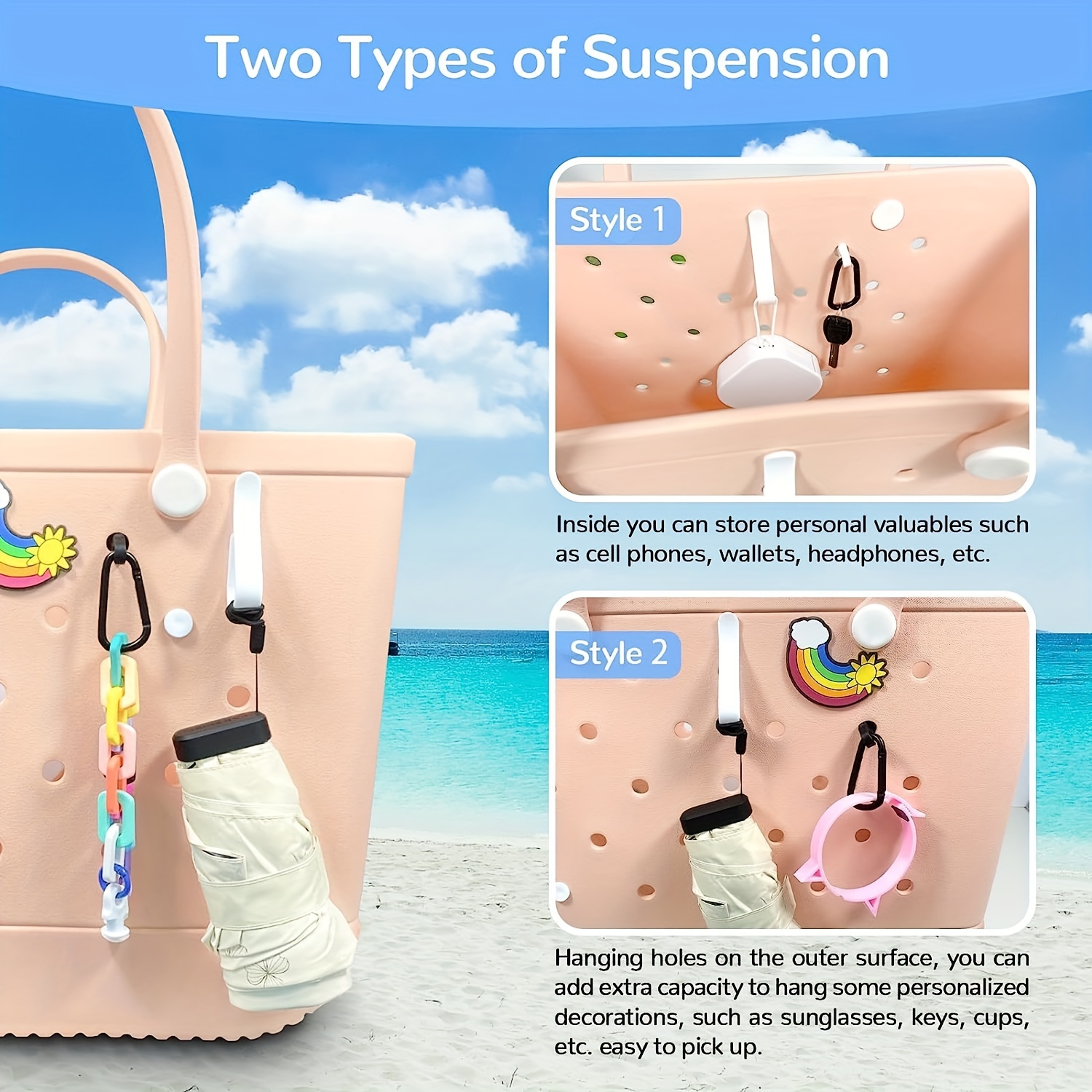 2 Pcs Hooks Accessories for Bogg Bag, Holder Charm Accessory for