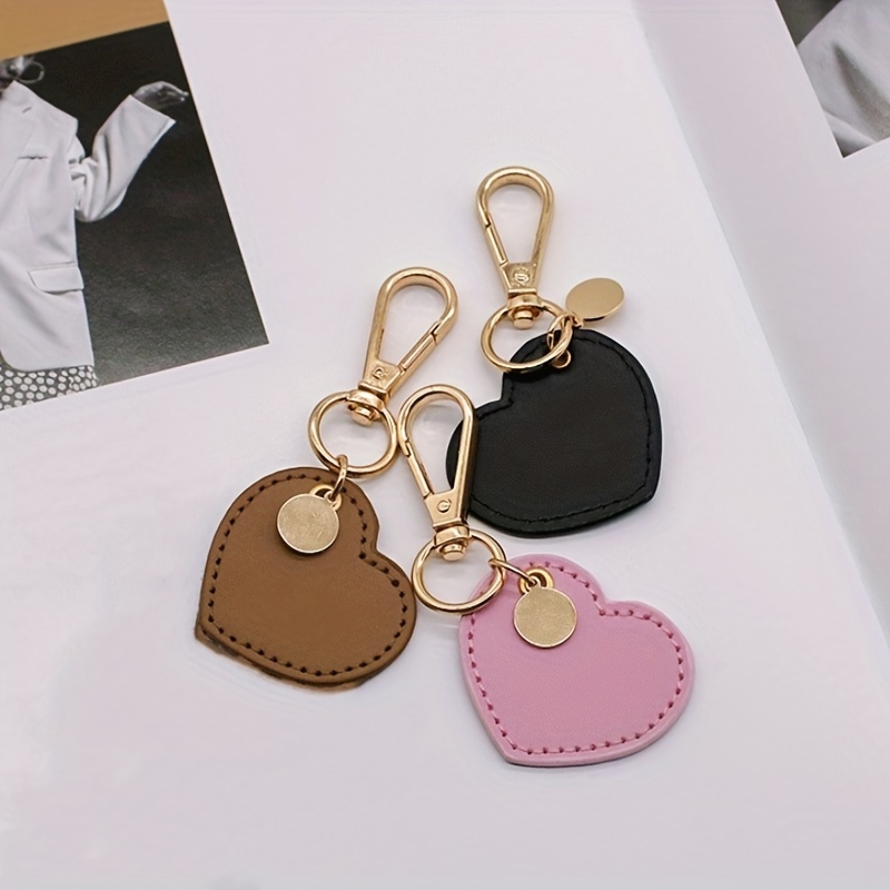 1pc PU Leather Heart Charm Keychain Minimalist Keyring Bag