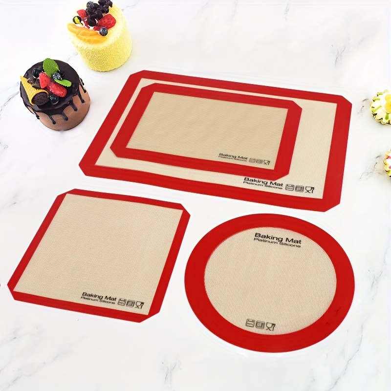 2pcs Silicone Baking Mat & Heat Resistant Glass Fiber Insulated Baking Sheet  Liner For Macaroon, Cookie, Kitchen Tools & Home Supplies