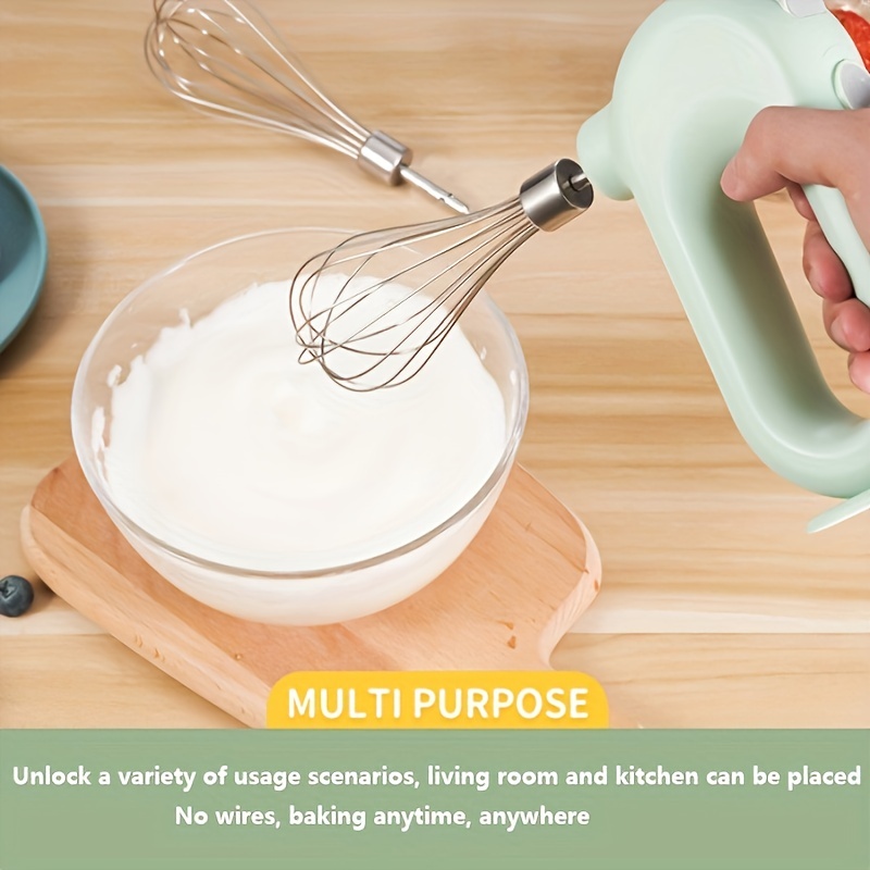 Portable Hand Mixer USB Rechargeable, Electric Whisk Cordless Handheld Mixer  for Egg Beater, Baking & Cooking 