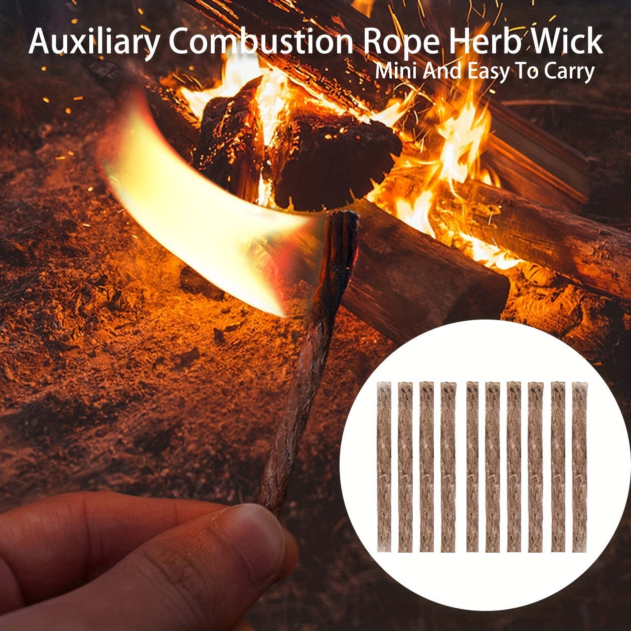 5 10pcs Waxed Hemp Rope Fire Starter For Campfires Grill Fireplace