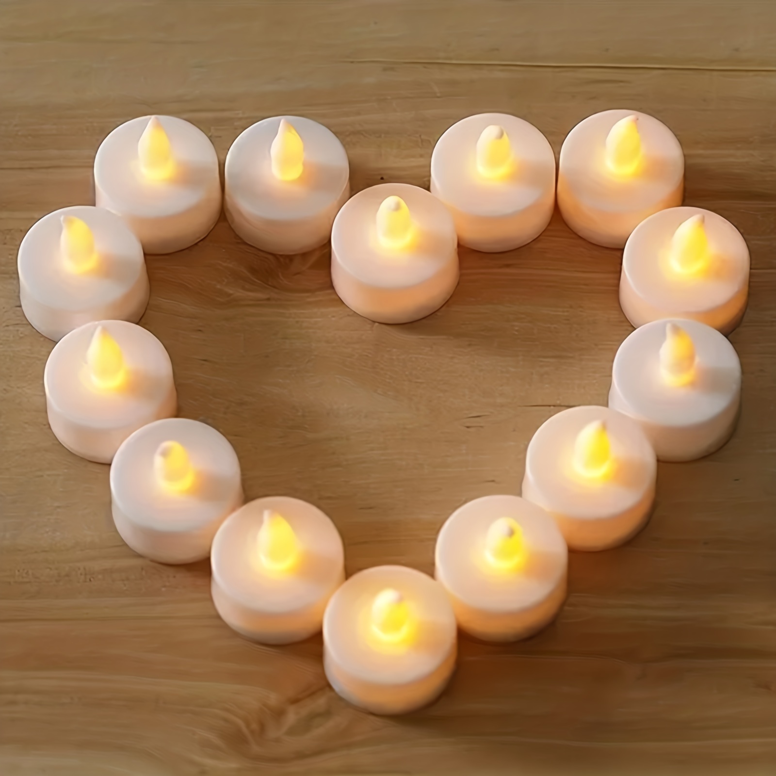 Romantic Heart Shaped LED Tea Lights Set Of 24 For Valentines Day