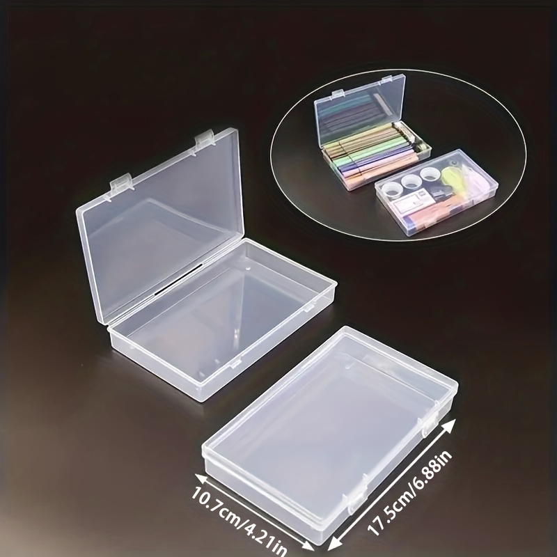 1pc Flat Transparent Stationery Box, Plastic Flip Storage Box With Hinged  Lid, Rectangular Jewelry Beaded Tool Parts Box, Portable Fishing Gear Storag