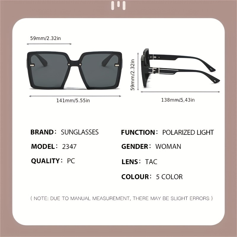 Oversized Square Fashion Sunglasses For Women Polarized Gradient Uv400 Sun  Shades For Driving Shopping Party - Temu