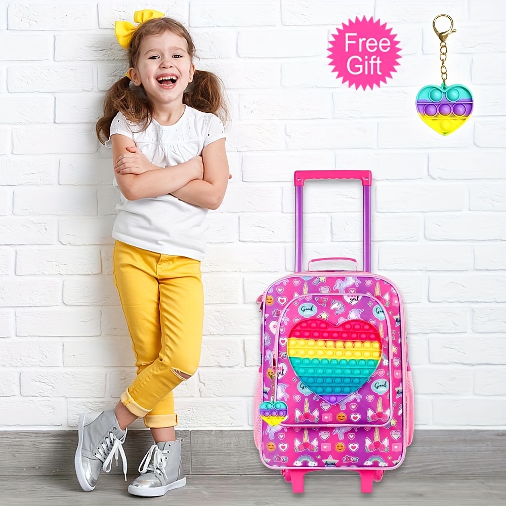 Equipaje infantil para niñas, Maleta de unicornio con ruedas, equipaje de  viaje para niños pequeños, primaria