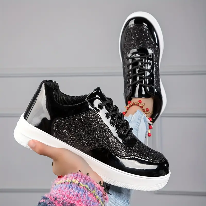 Fashion Sparkling Women's Low Top Skate Shoes Bling Walking Shoes Flat  Bottom Tennis Shoes Skateboard Shoes - China Low Top Skate Shoes and Women  Casual Shoes price