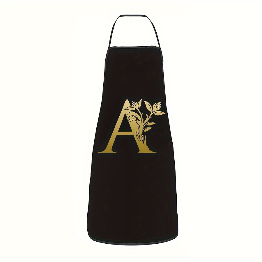 

1pc Apron, Personality Golden Letter Printed Apron, Household Kitchen Oil Stain Resistant Apron, For Home Cleaning, Kitchen Cooking, Baking, Gardening, Kitchen, Catering, Milk, Tea Shop Work Clothes