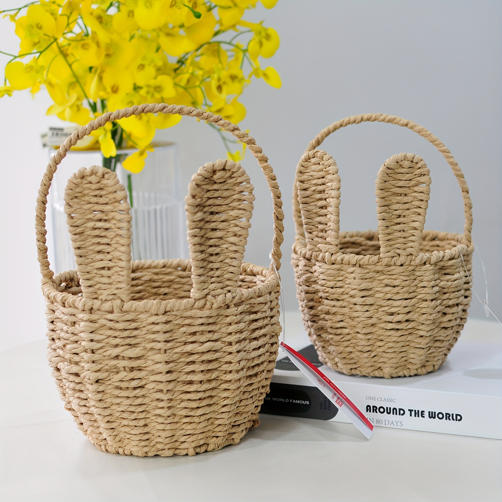 

2pcs Set Bunny Ears Baskets - & Cute For Easter, Halloween, Christmas | Perfect Gift For , Shelf Baskets