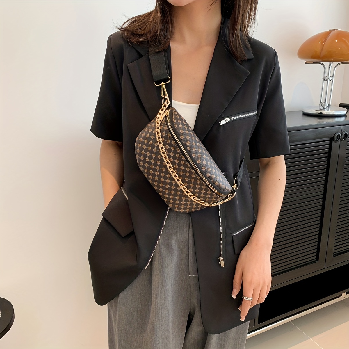 Geometric Pattern Fanny Pack, Zipper Crossbody Chest Bag, Trendy Shoulder  Sling Purse For Street Wear - Bags & Luggage - Temu