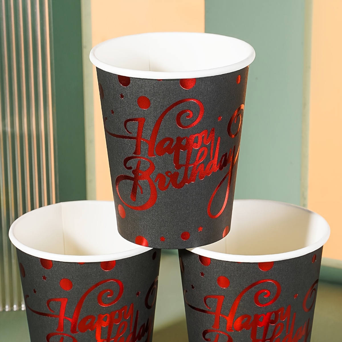 Pure Red Birthday Party Party Disposable Paper Cup, Disposable Coffee Cups, disposable Paper Cups Suitable For Hot Or Cold Drinks, Perfect Choice For  Restaurants,families, Offices And Coffee Shops - Temu