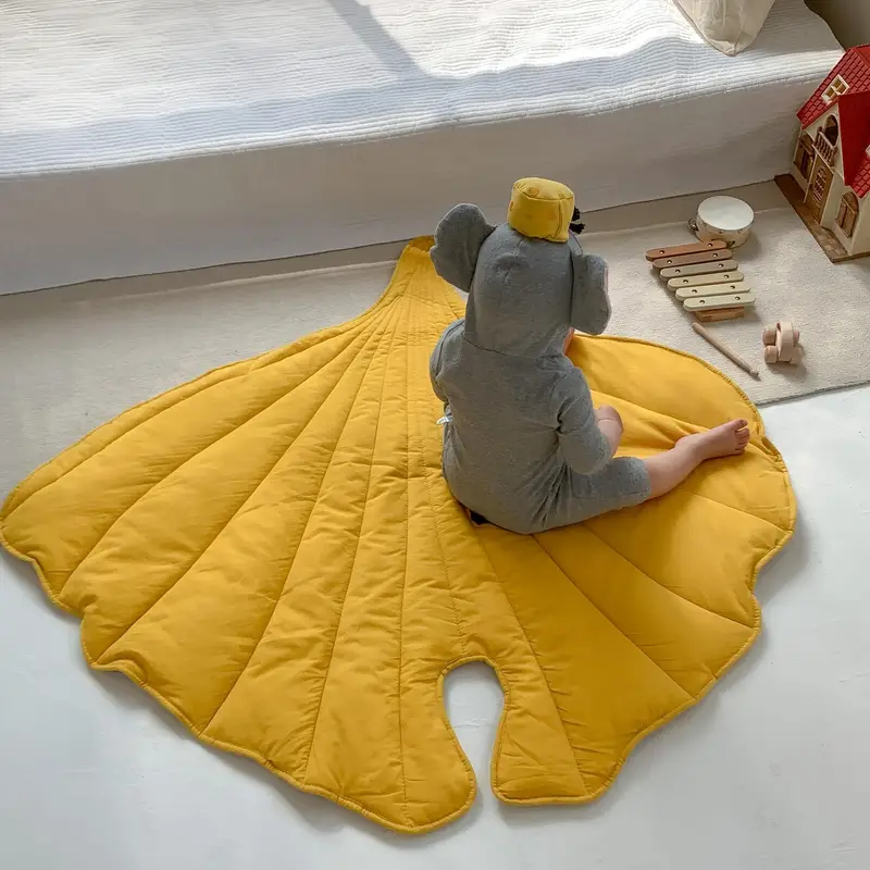 Alfombra de juego nórdica para bebé, manta de algodón con forma de hoja,  almohadilla para gatear