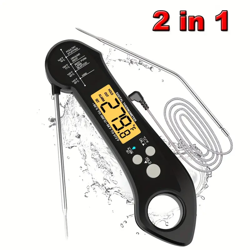 1pc, Meat Thermometers For Grilling, Meat Thermometer Digital, Meat  Thermometer, Digital Meat Thermometer With Probe, Waterproof Kitchen  Instant Read