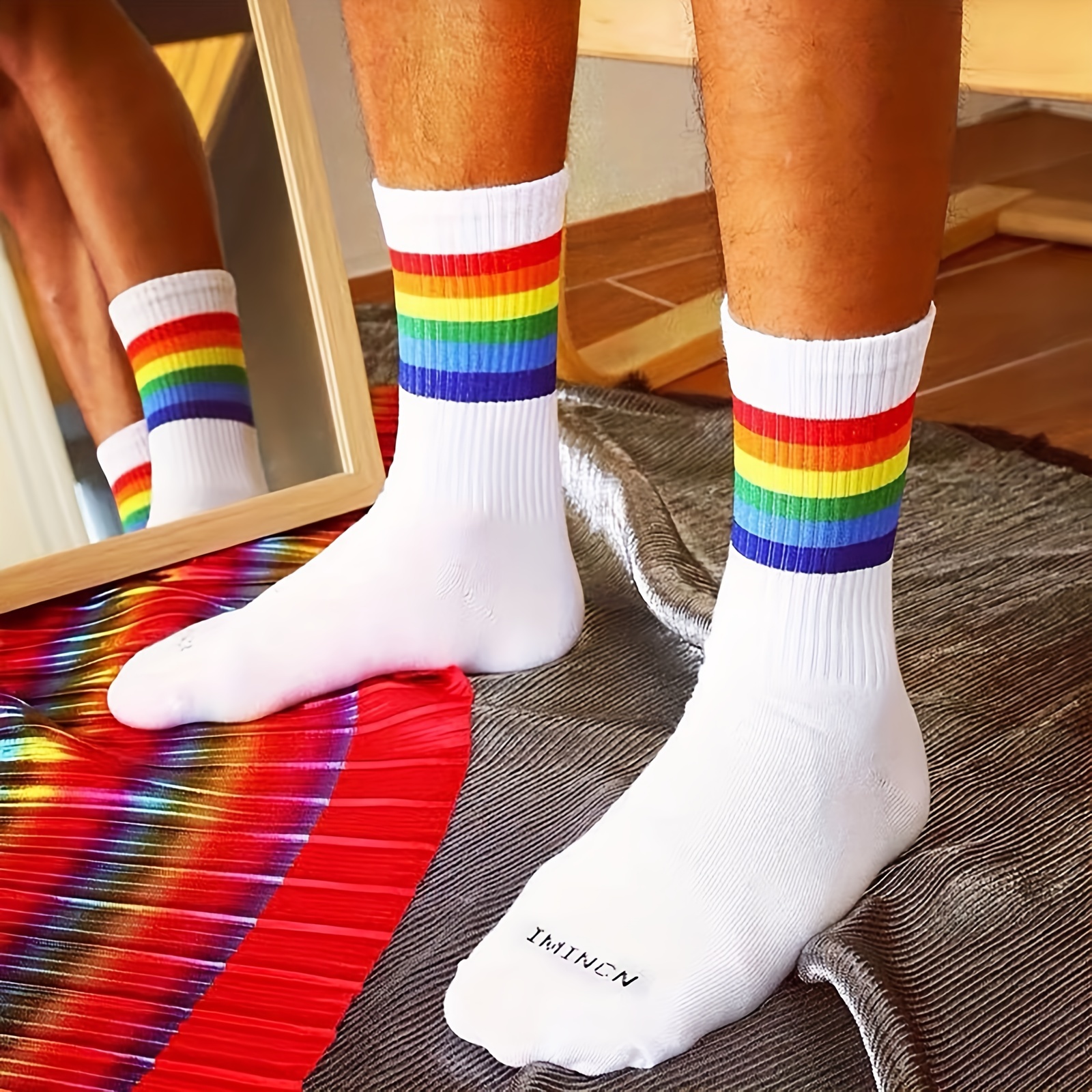 Rainbow Knee Socks  Striped Pride Socks for Women - Cute But Crazy Socks