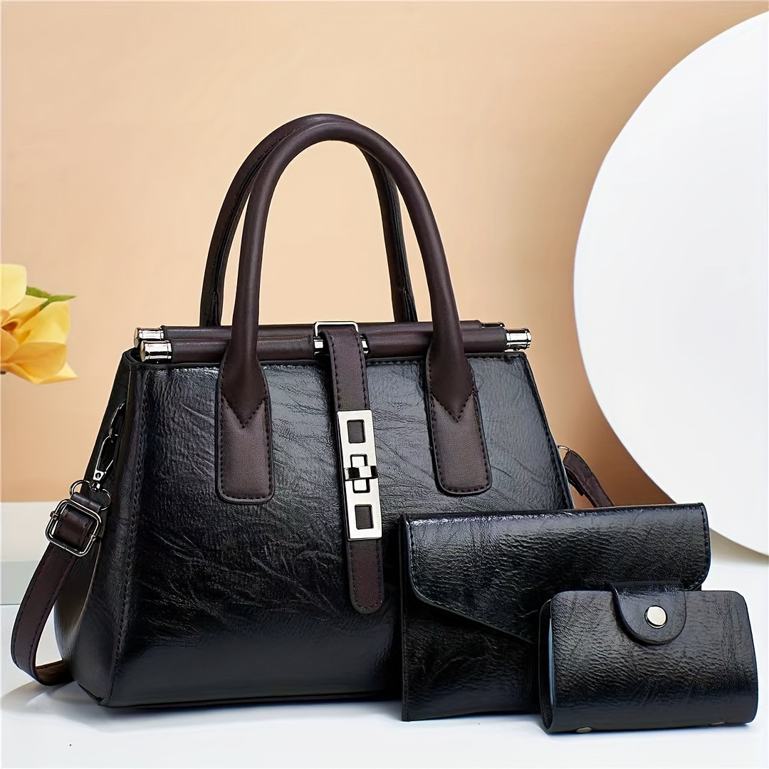 1pc Blue Everyday Use Handbag With Pendant, Letter Print Shoulder &  Crossbody Round Bucket Bag For Women, Large Capacity
