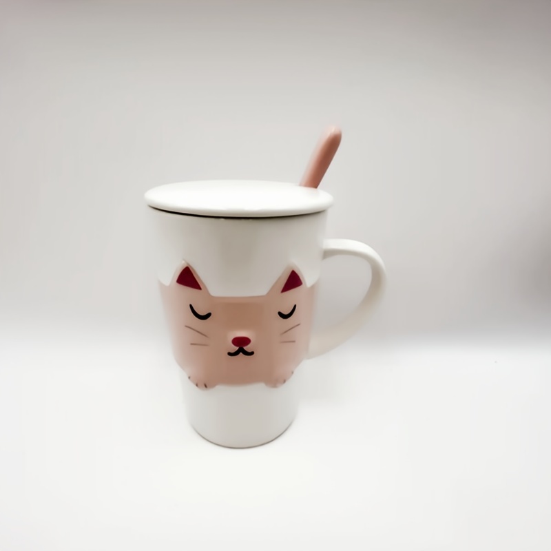 Bearachild Taza de cerámica con tapa para café, té, leche, agua, tazas  bonitas creativas con patrón de flores, contenedor de avena, tazas con asa,  Juegos de servir café y té Azul Bearachild