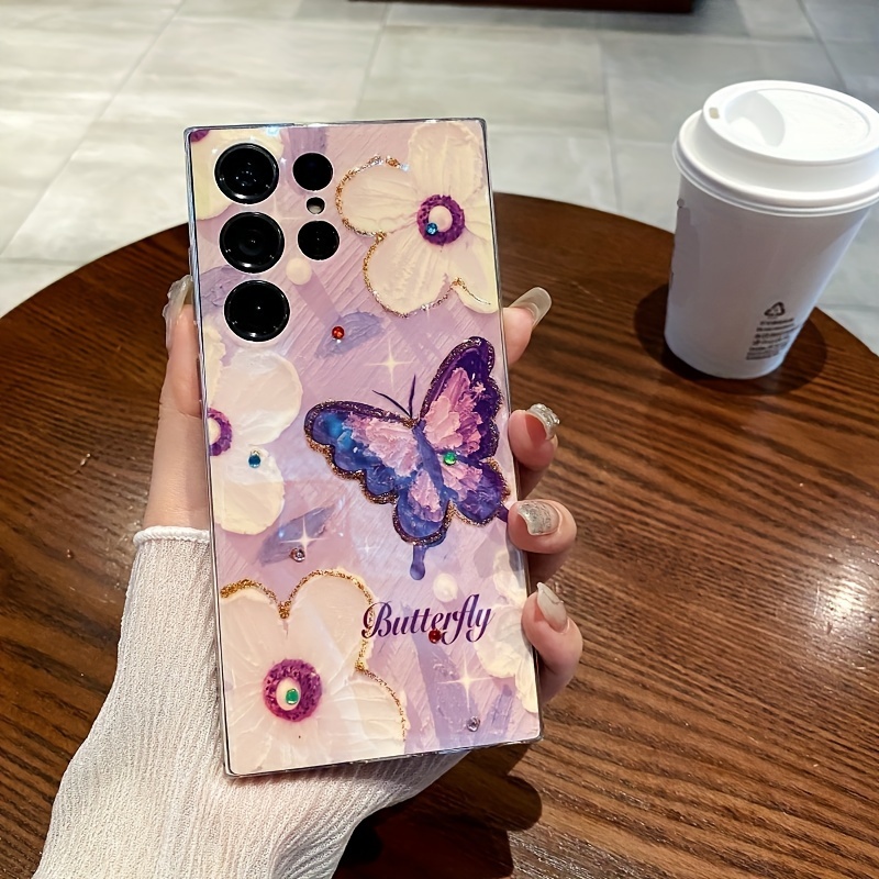

For Samsung Galaxy S24 Ultra Case Cute Imd Oil Painting Flower Glitter Bling S24 Cartoon S24 Plus Soft Shockproof Protective Cases Cover For Girls And Women