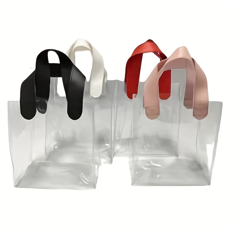 Color Handles Clear Plastic Tote Bags