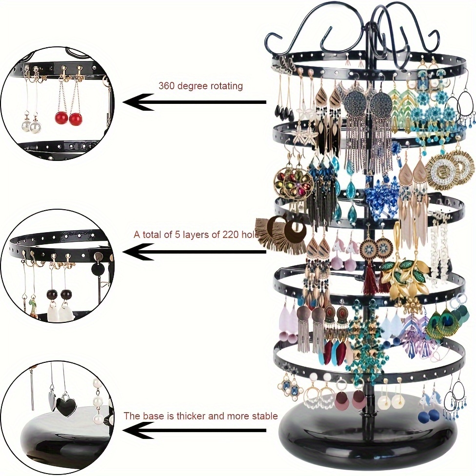 

1pc 5-layer Desktop Jewelry Earrings Holder, Rotating Jewelry Storage Stand, Jewelry Hanging Display Rack