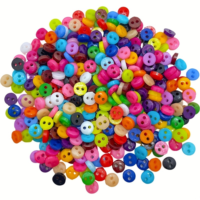 100 Pcs Tiny Buttons small Buttons 2 Holes Size 6mm Mix colors