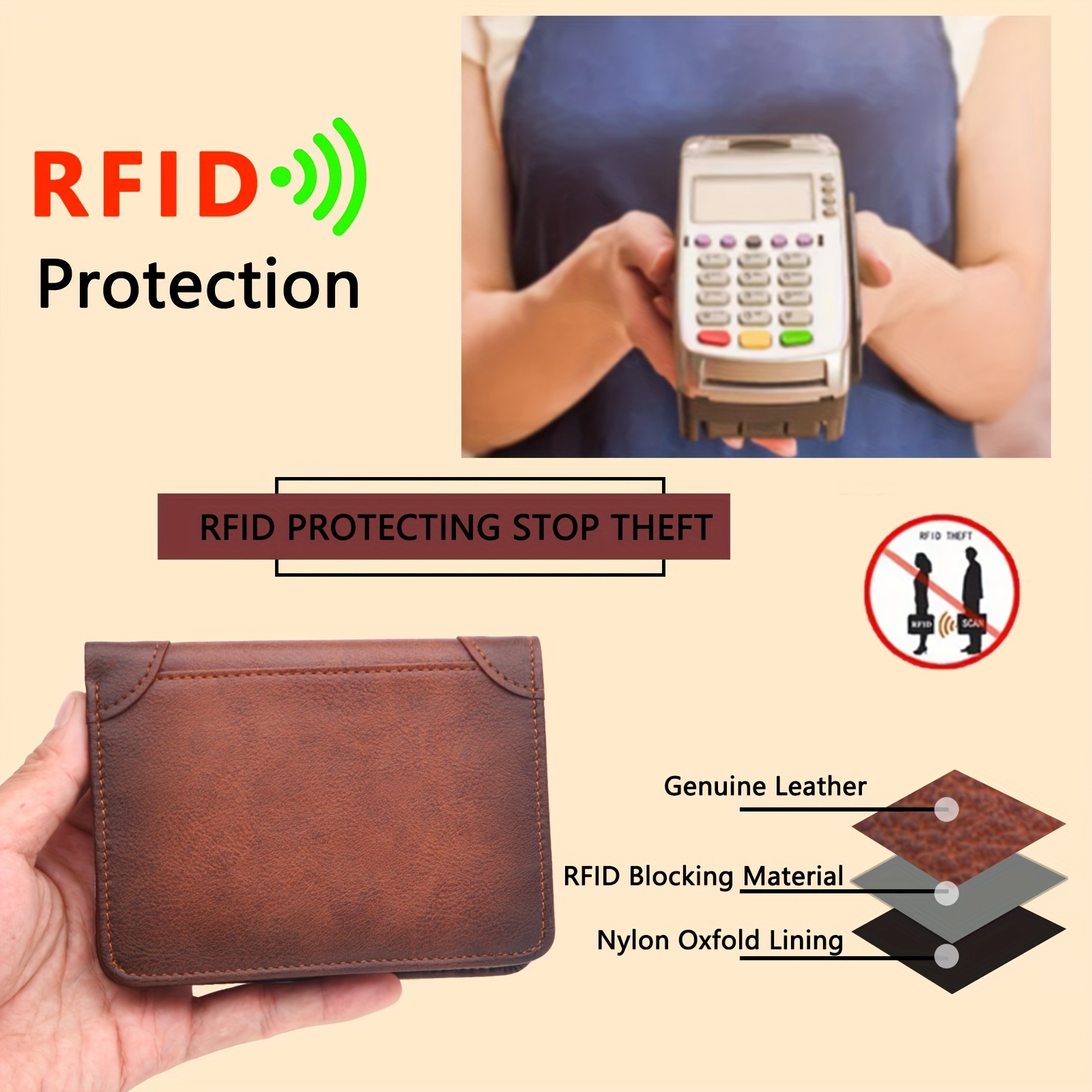 1pc mens genuine leather rfid blocking trifold wallets vintage short multi function credit card holder with 2 id windows gifts to men