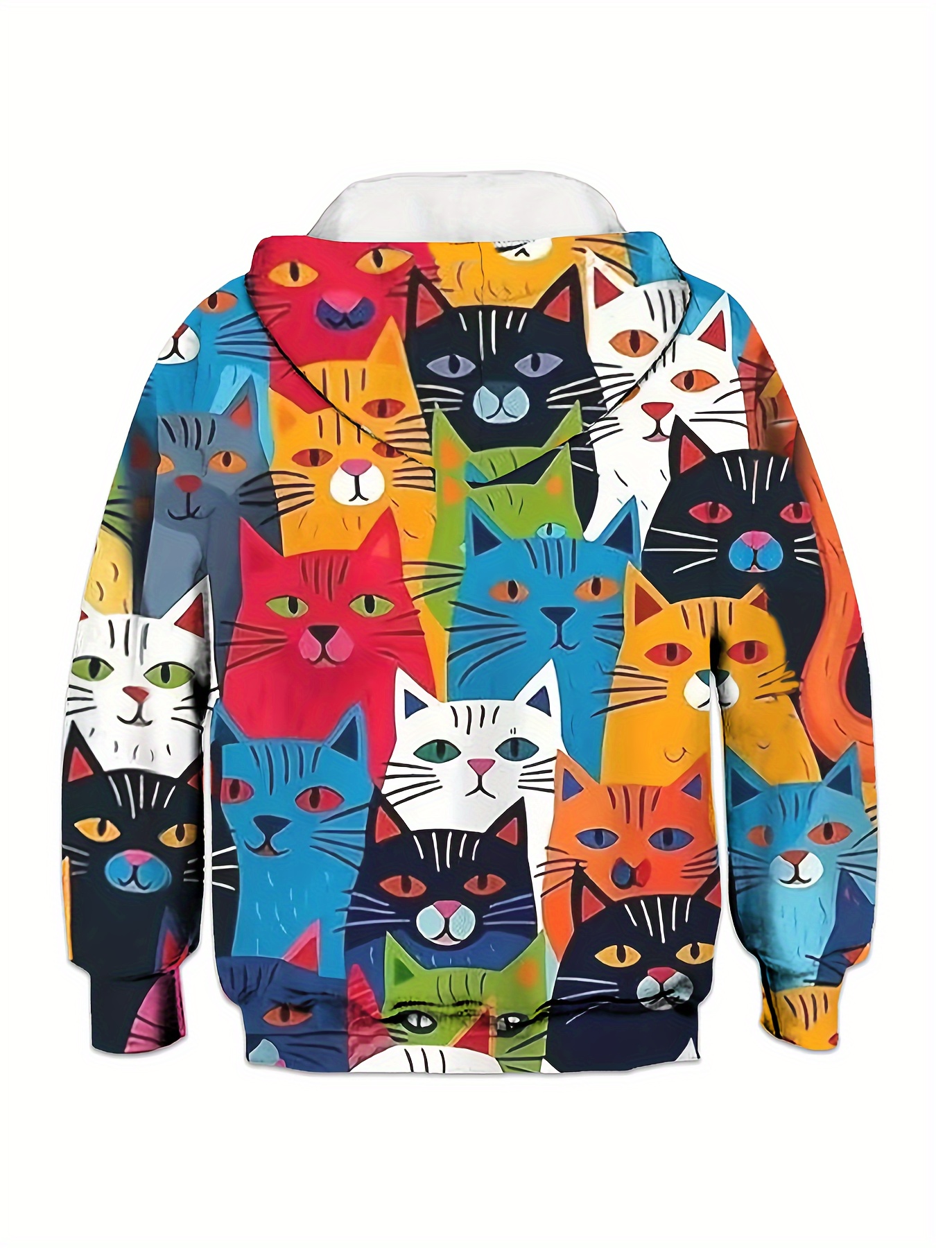 Fall Winter Kids Colorful Cats 3d Print Thick Fleece Warm Temu