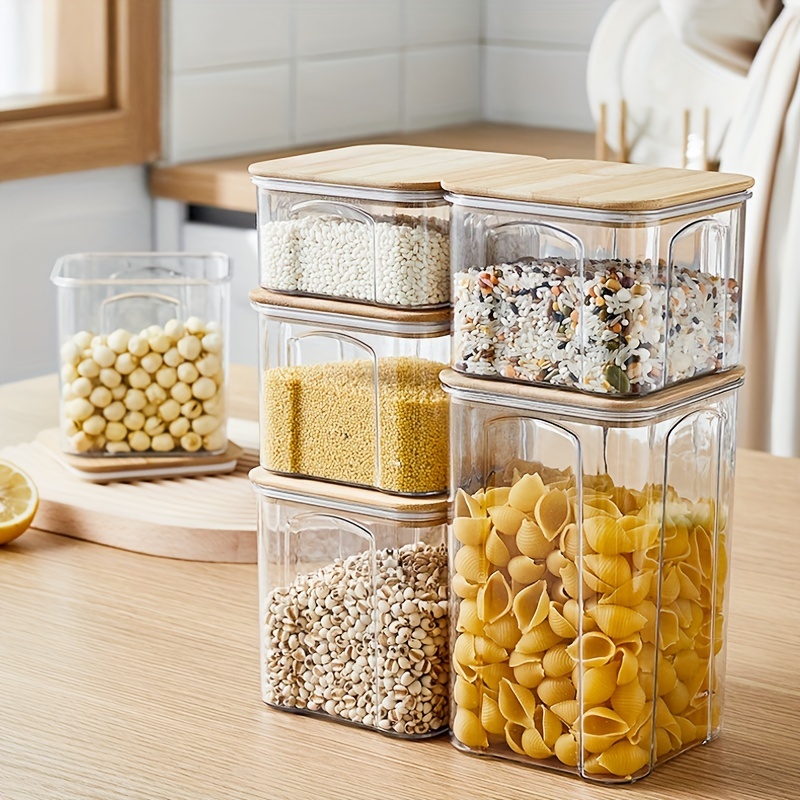 Food Storage Containers With Bamboo Lids, Clear Airtight Food Jars