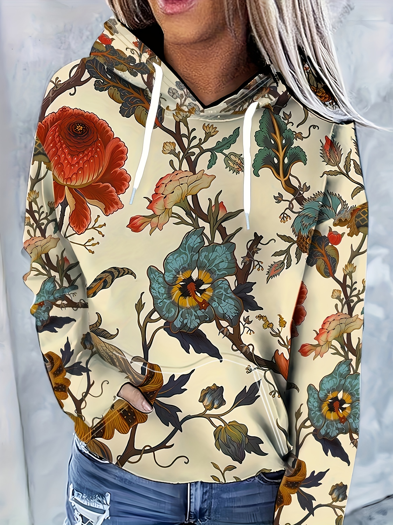 Floral hot sale hoodies womens