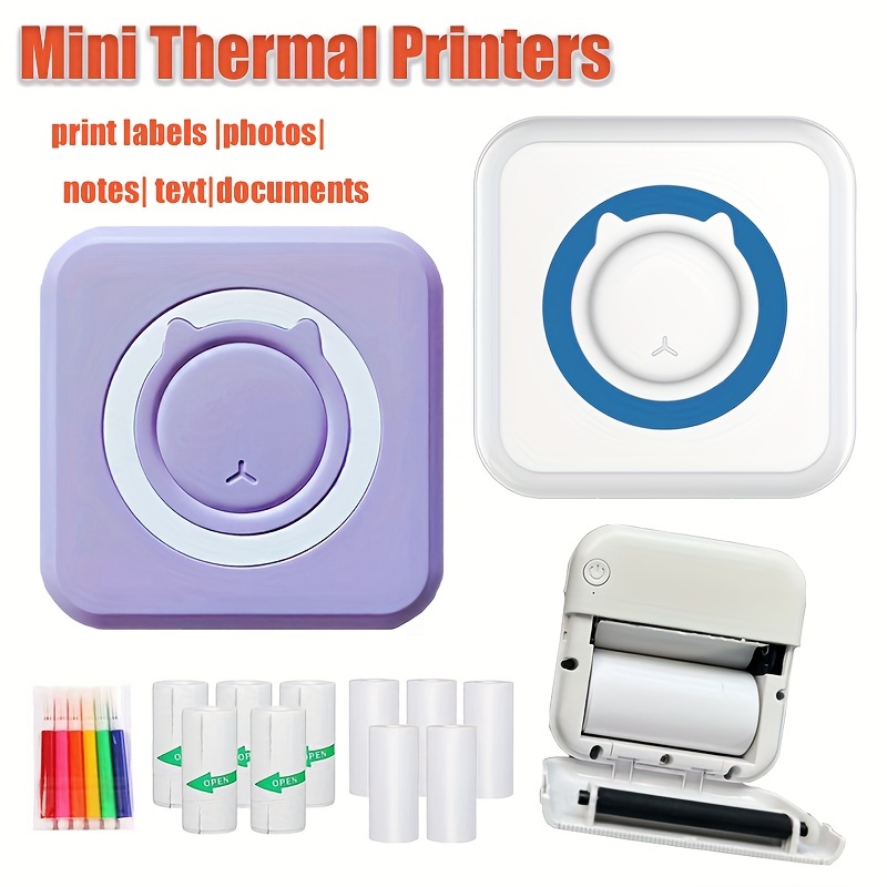 1pc Pink Mini Portable Printer And 5 Rolls Of White Printing Paper As Gift,  Thermal Printing, Sweet And Lovely Style, Suitable For Students And Adults  To Print Photos, Homework, And Exercises. Compatible