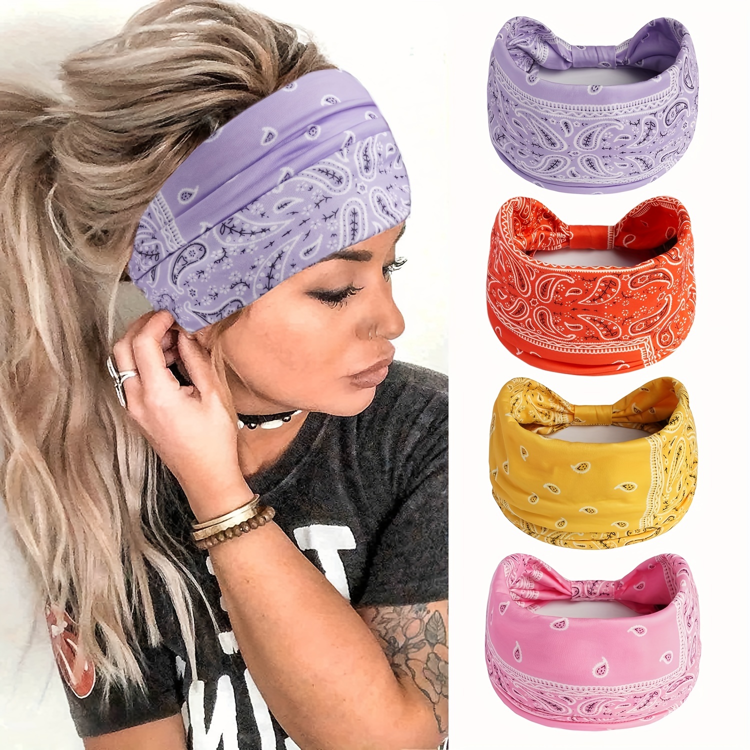 Vintage Paisley Pattern Hair Tie Stretch Knotted Headband