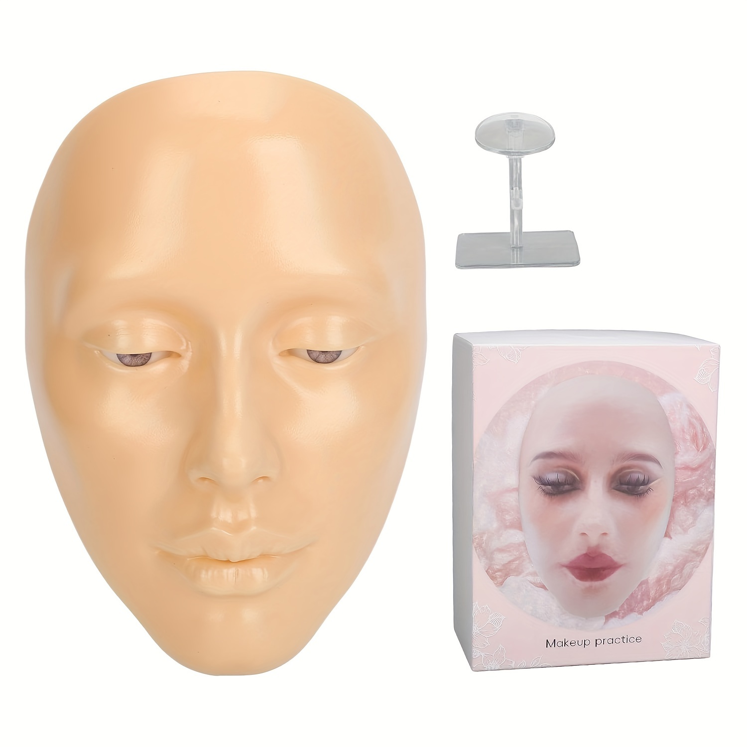 Makeup Practice Facial Board , 5D Silicone Full Face Practice Eyelash Eye  Shadow, For Makeup Artist, Beginners, Simulated Human Model Practice Makeup