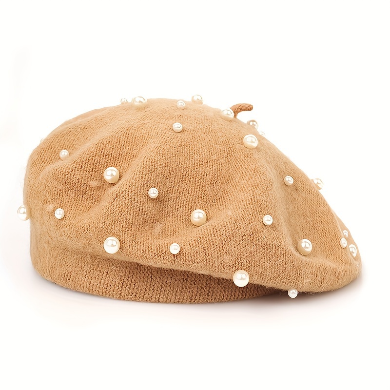 Pearl Women's Solid Warm Beret for Daily Use