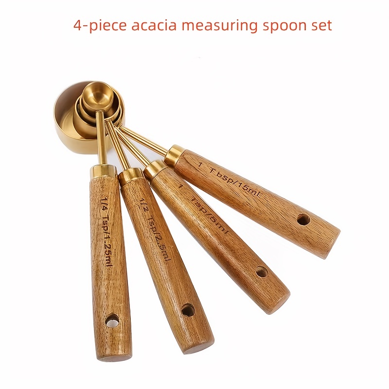 Acacia Wood and Gold Measuring Cups, Set of 4 + Reviews