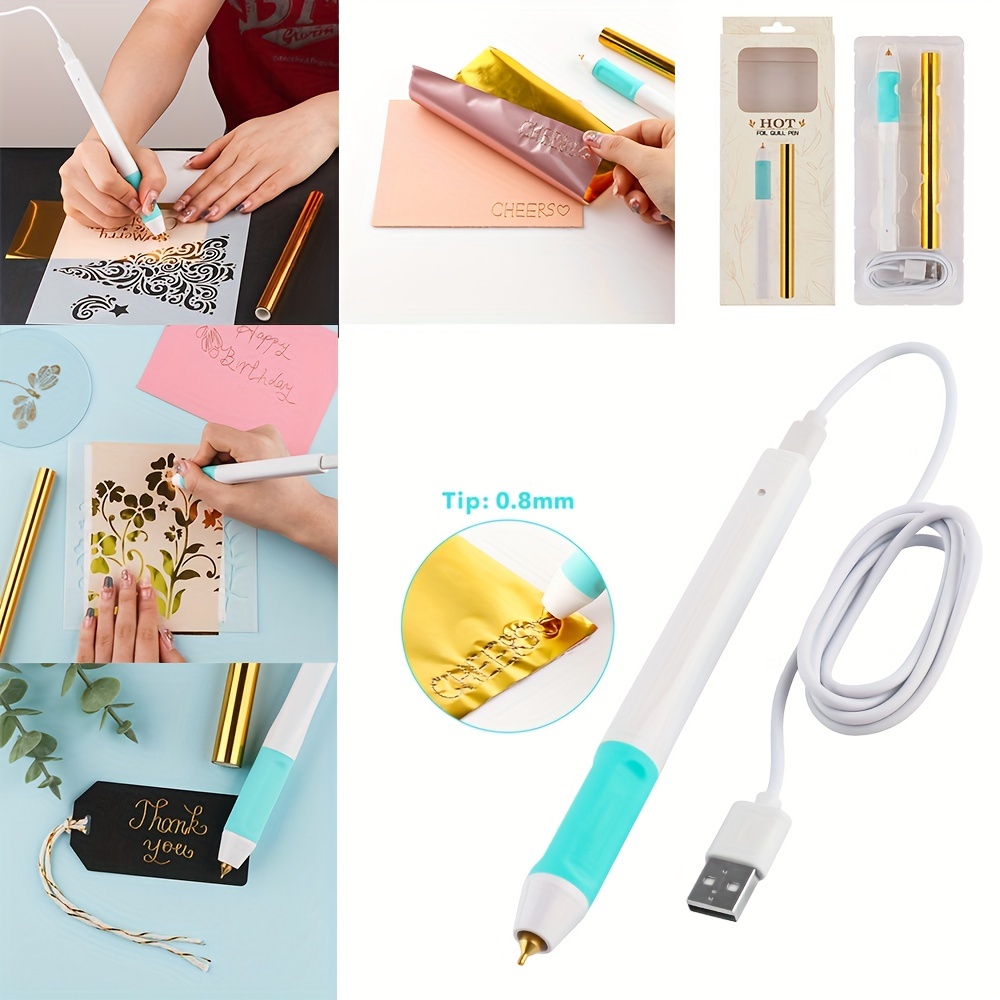 USB Cable 5V Hot Foil Roll & Hot Heated Foil Pens Foil Quill Starter Heat  Foil Pen for Scrapbooking Tool Kits for Card Making
