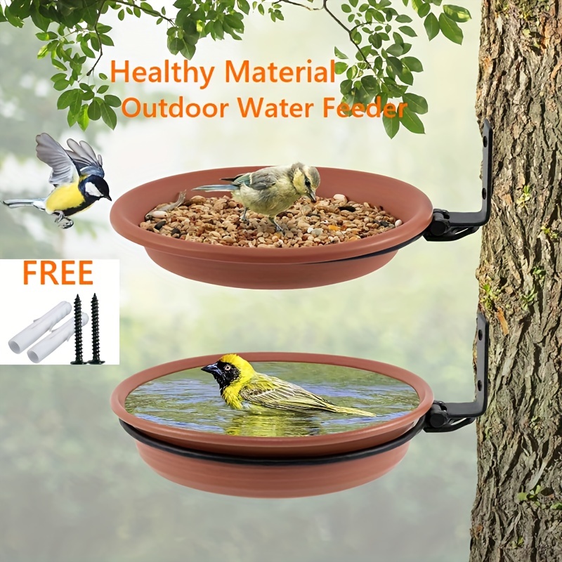 

1pc Outdoor Bird Feeder Water Feeder Trunk Fixable Hummingbird Feeding Dish For Bird Bath Basin, Mounted On Wood Fence Wall Tree Deck Stake With Heavy Duty Iron Ring-6.8x0.8in