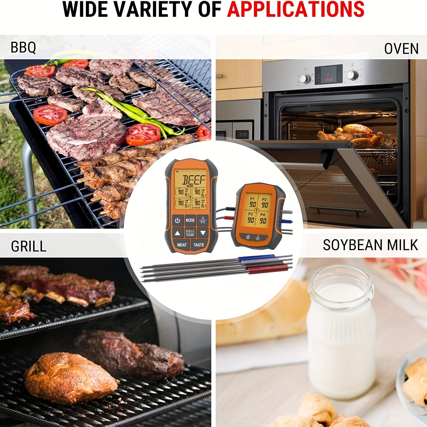 1pc Thermomètre de cuisine numérique pour la viande l'eau le lait