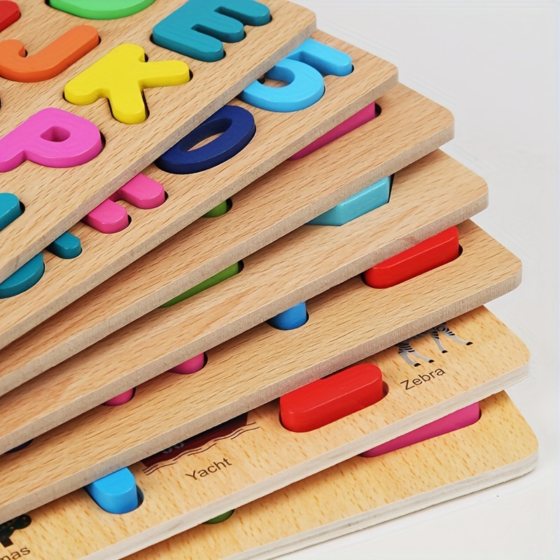 Children's Wooden Puzzle Alphabet Cognitive Matching - Temu
