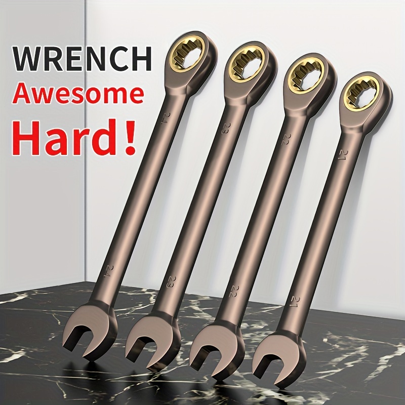 Ratchet Spanner Wrench Set Metric and Imperial AF SAE Sizes Double Ring
