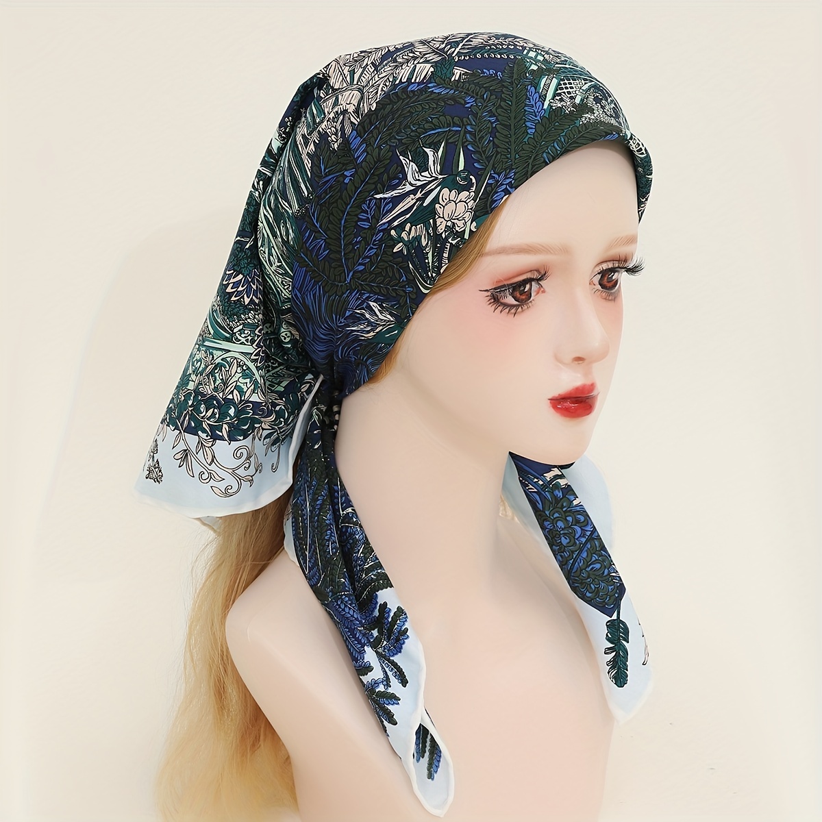 Classic Print Square Scarf Bandana Boho Satin Neckerchief Shawl Imitation Silk Head Wrap Hair Accessories,Temu