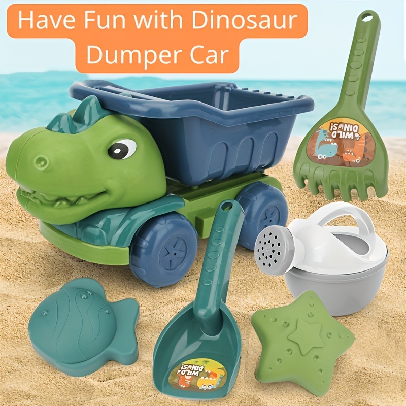 6pcs Dinosaur Vehicle Beach Sand Toys Set for Kids & Toddlers