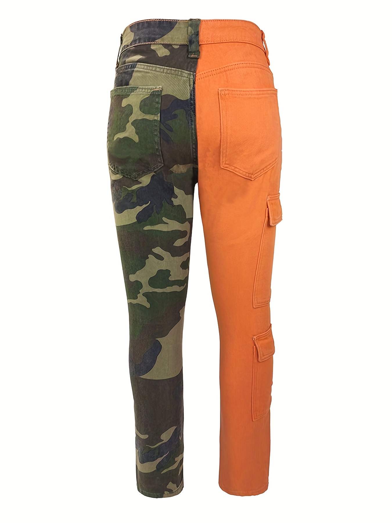 Pantalones Cargo De Mezclilla Bloque De Color De Moda Para Hombre