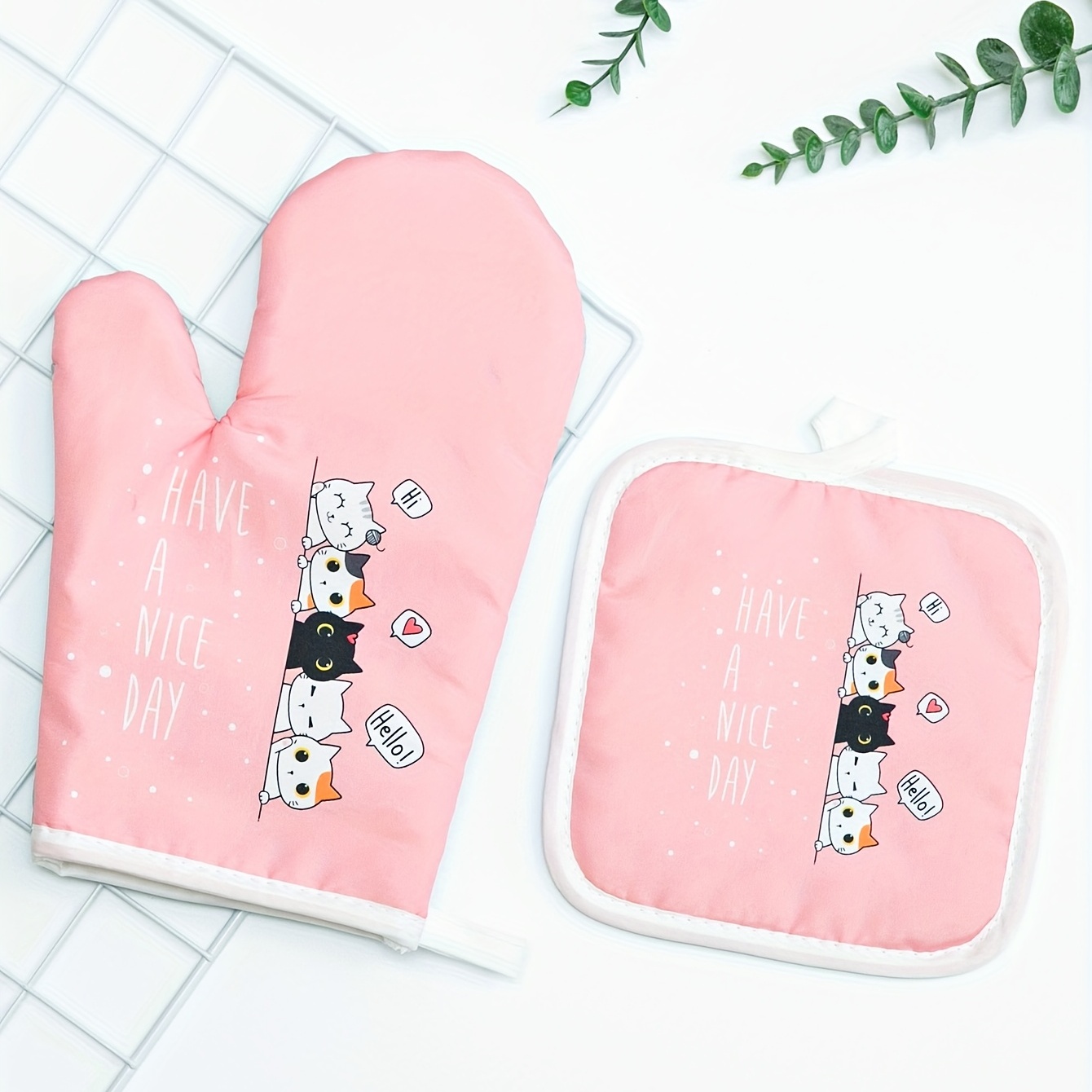 Polyester Oven Mitts Cute Cat Stars Pattern Heat Resistant - Temu