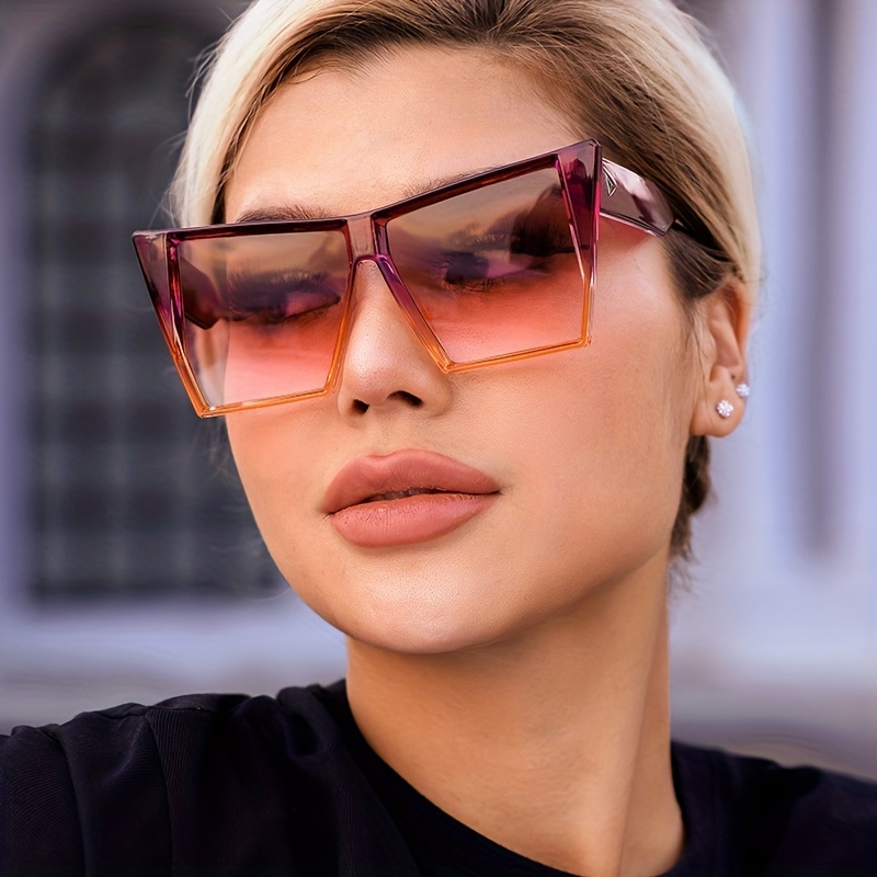 Oversized Square Frame Sunglasses Women Men Solid Color - Temu