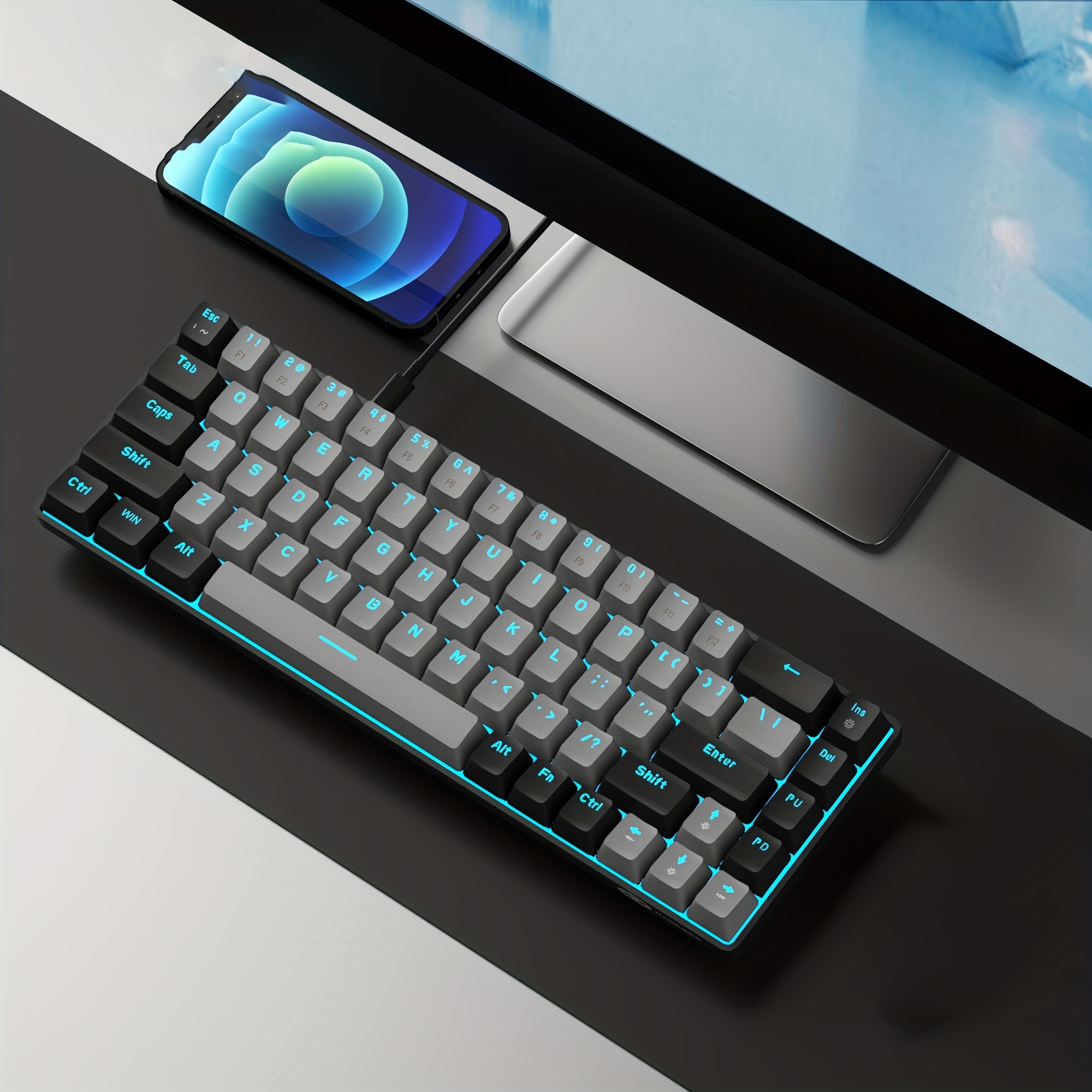 MageGee Teclado mecánico 75% para juegos con interruptor rojo, teclado  retroiluminado LED azul, 87 teclas compacto TKL teclado de computadora con