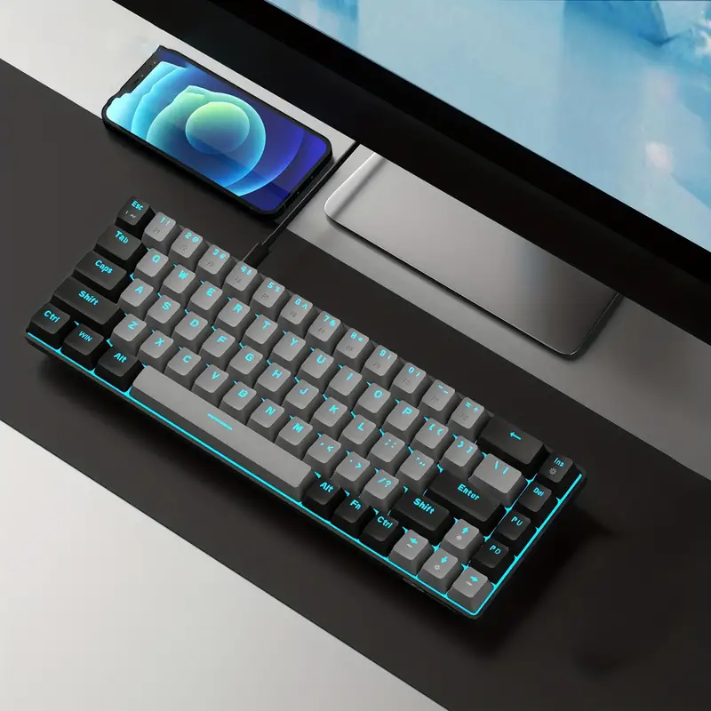 Portable 60% Mechanical Gaming Keyboard Led Backlit - Temu