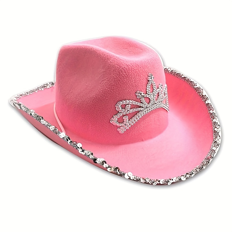 Zeizafa Divertente cappello da festa cappello da cowboy cappello  occidentale da donna adulto cappello da cowboy Giltter strass cappello  accessori