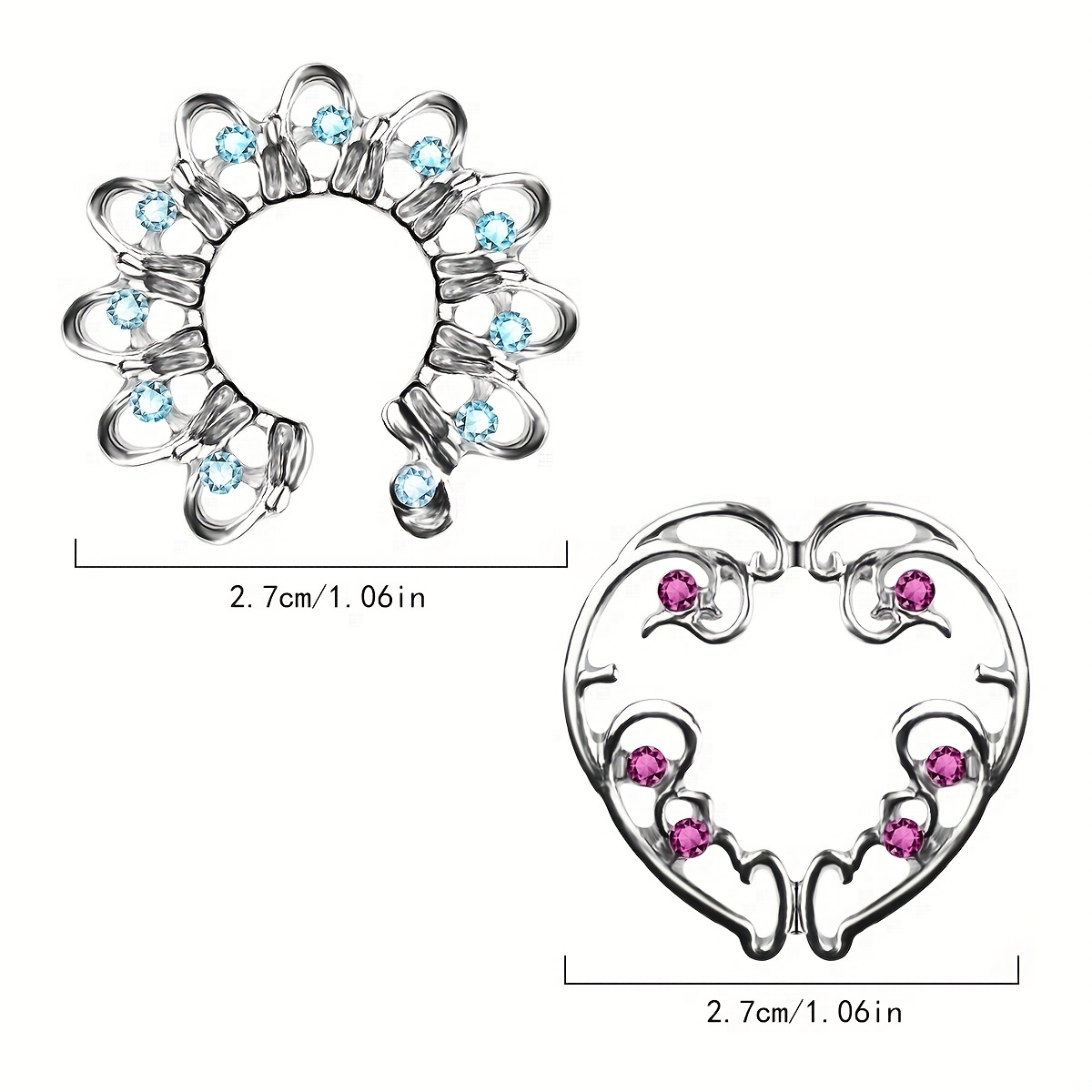 Inlaid Shiny Zircon Hollow Out Love Heart Nipple Ring Set Simple